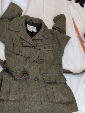 Vintage Spiewak Golden Fleece Wool Coat Jacket L Olive Green Military Made in US